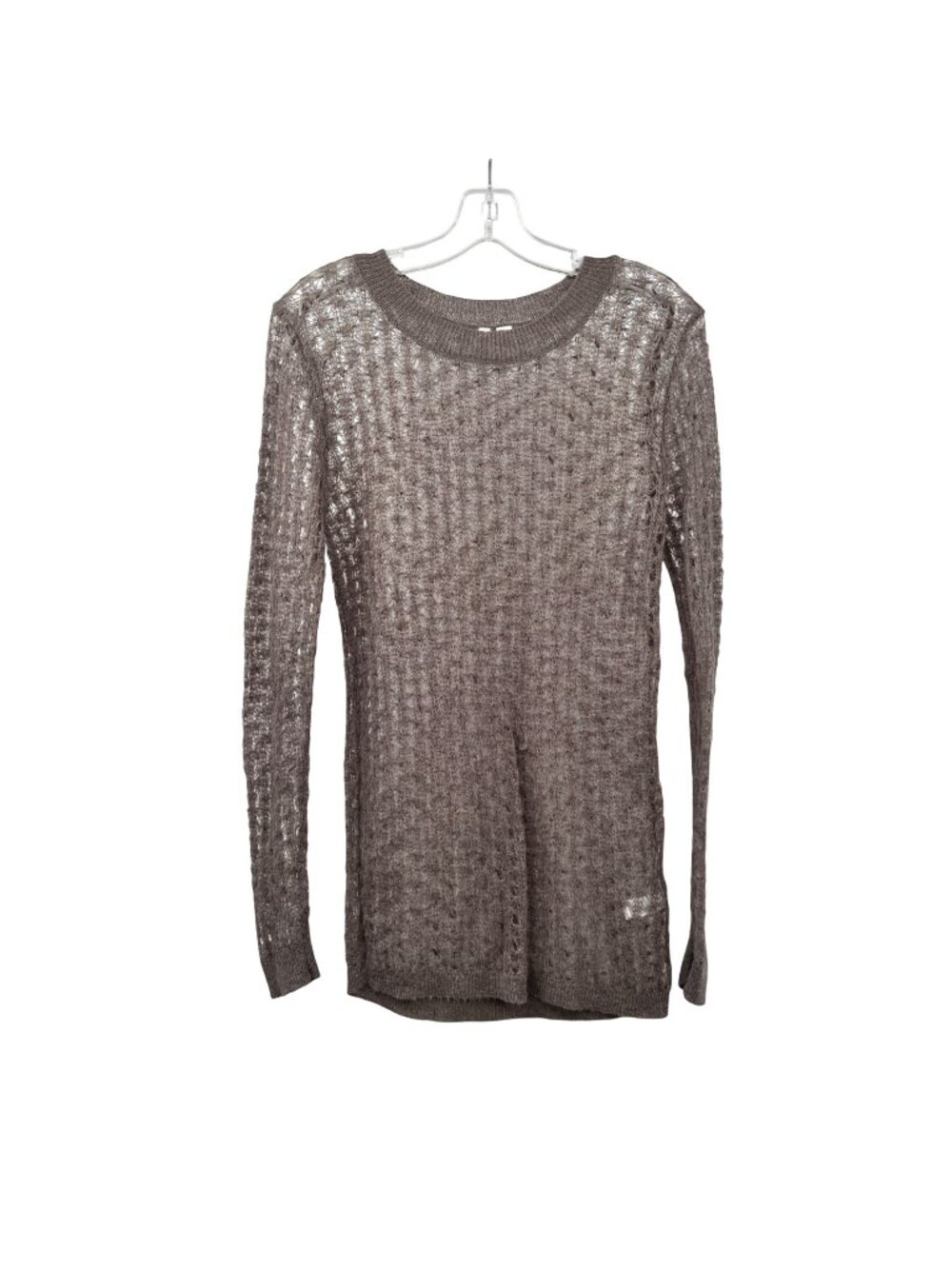 Frenchi Women's Mohair Sheer Knit Sweater Long Sleeve Stone Medium New